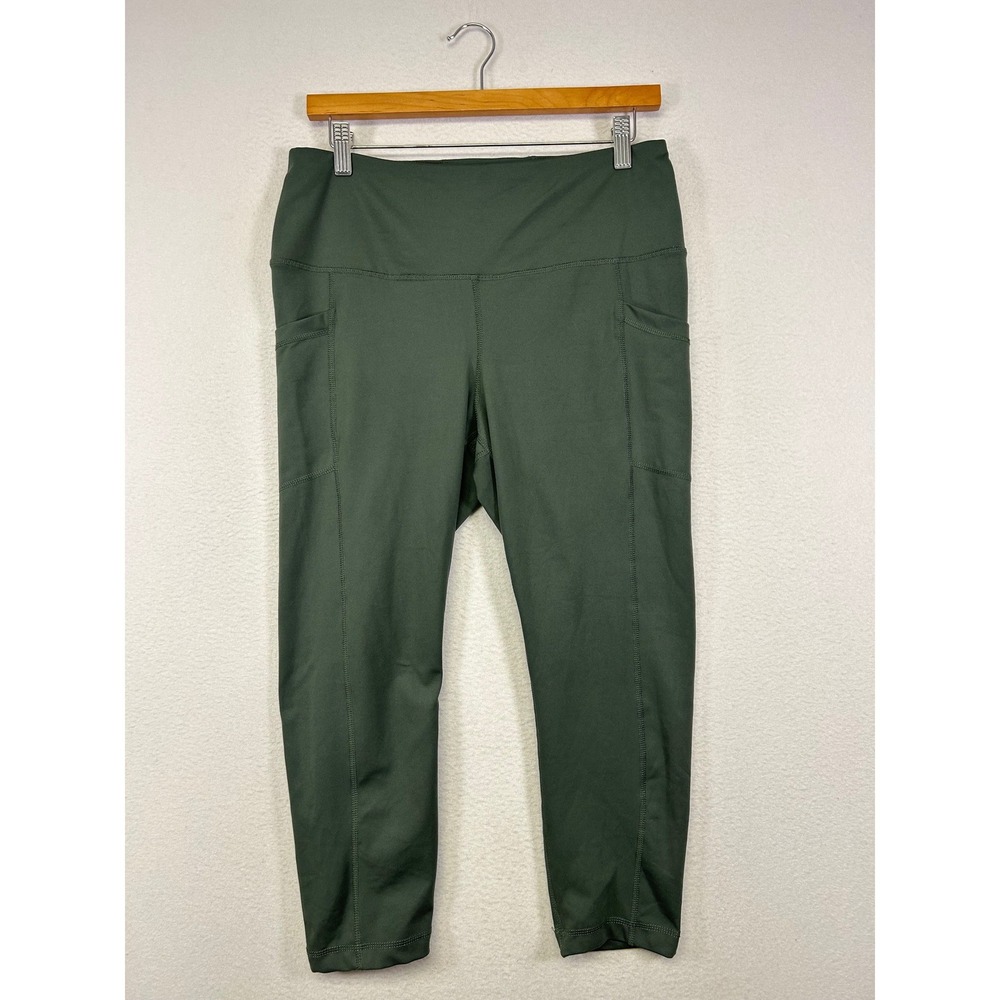 Athleisure Yogalicious Lux Womens XL Green High Rise Side Pocket 7/8 Leggings
